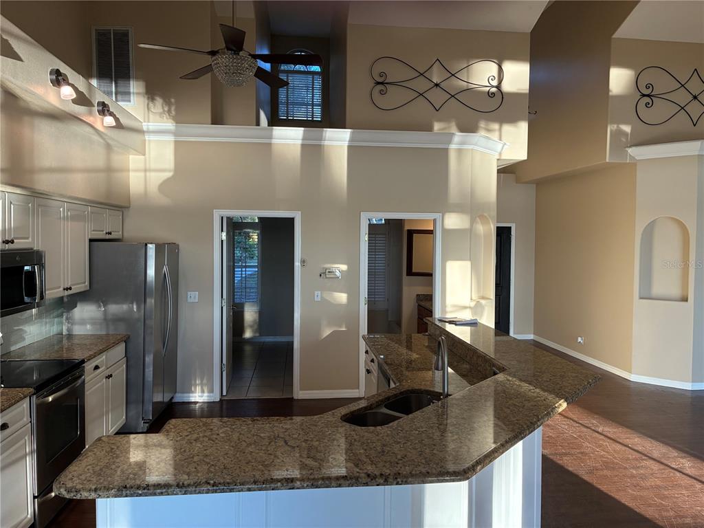 41515 Silver Drive Umatilla, FL 32784 - Photo 5 of 29 a kitchen with granite countertop a sink a stove and cabinets