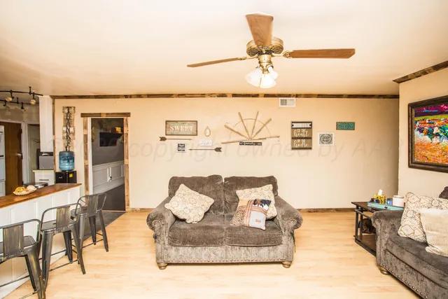 a living room with furniture