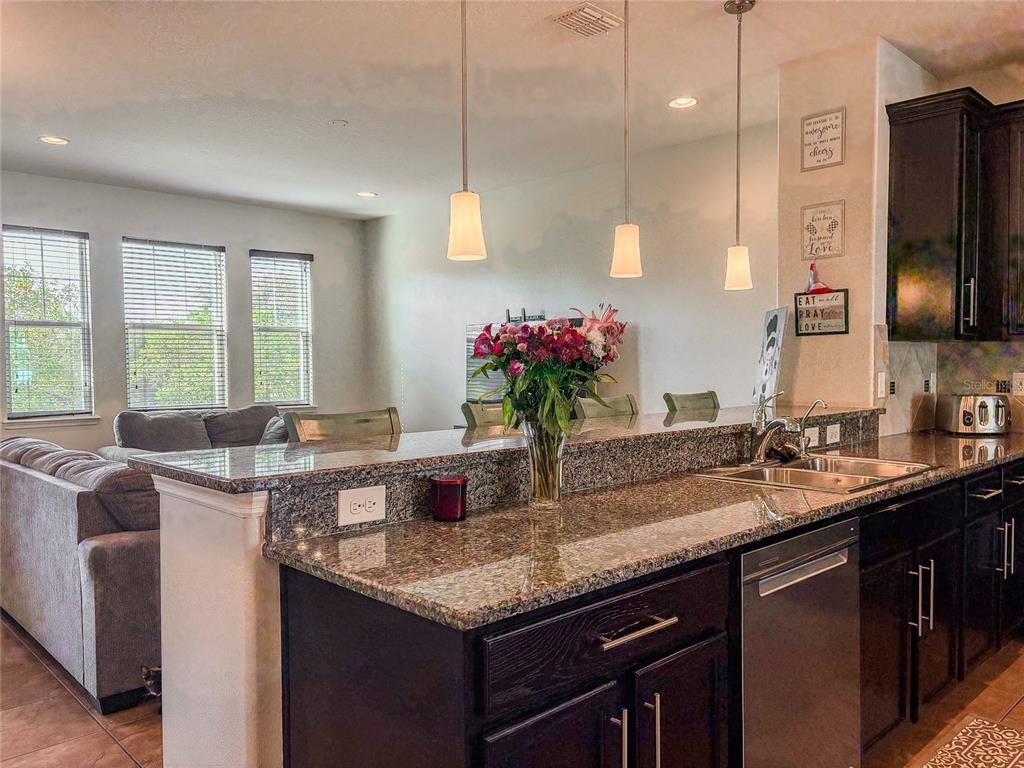 8607 Randal Park Boulevard Orlando, FL 32832 - Photo 11 of 51 a kitchen with granite countertop a sink stainless steel appliances and cabinets