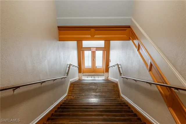 a view of a room with racks on the wall