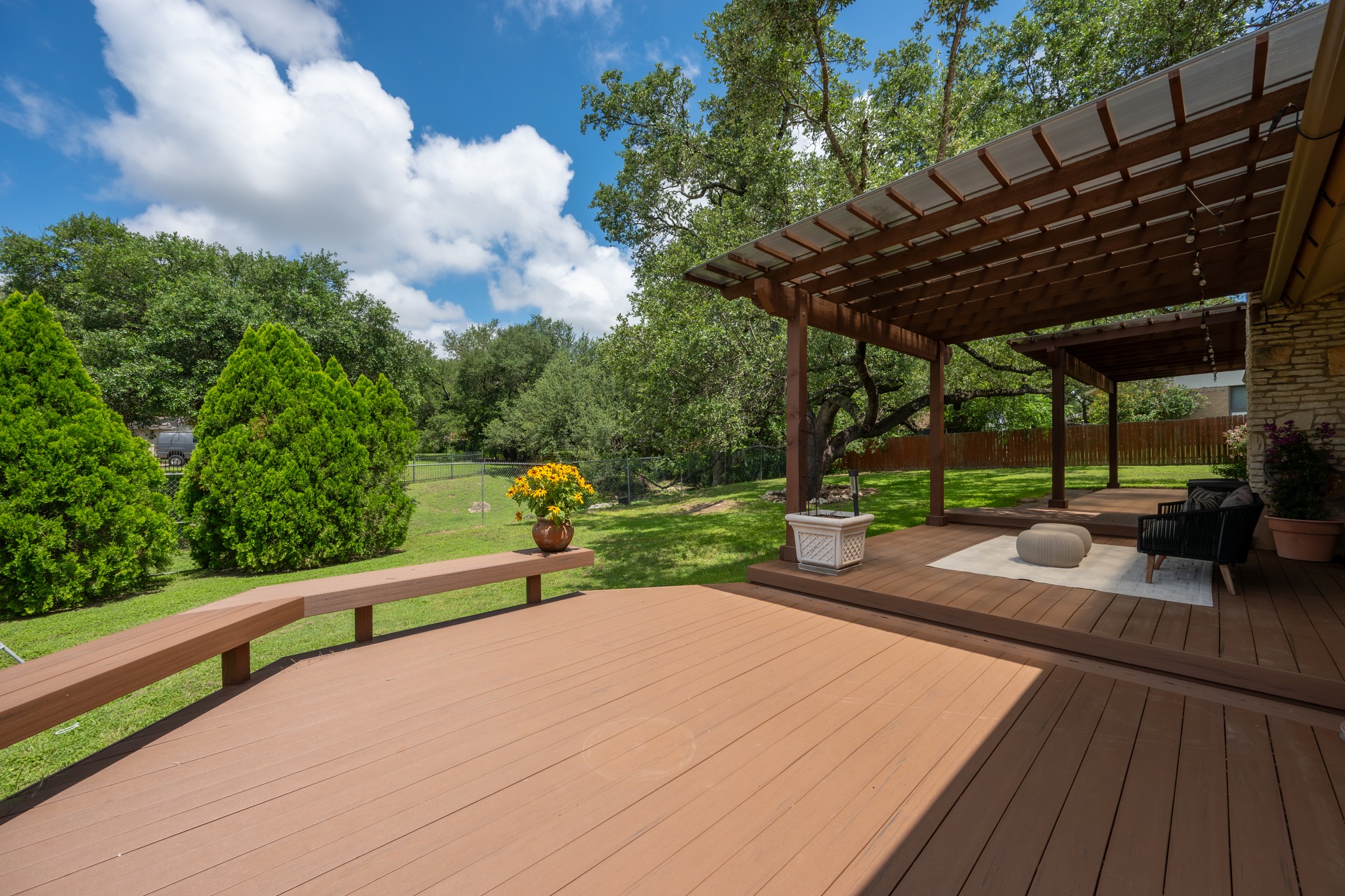 3908 Valley View Round Rock, TX 78681 - Photo 30 of 39 The uncovered deck space opens up even more outdoor potential, from dining under the sky to container gardens, lounge seating, or a sunny spot for weekend grilling.