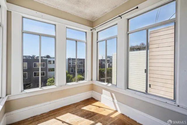 a view of a bathtub in a room