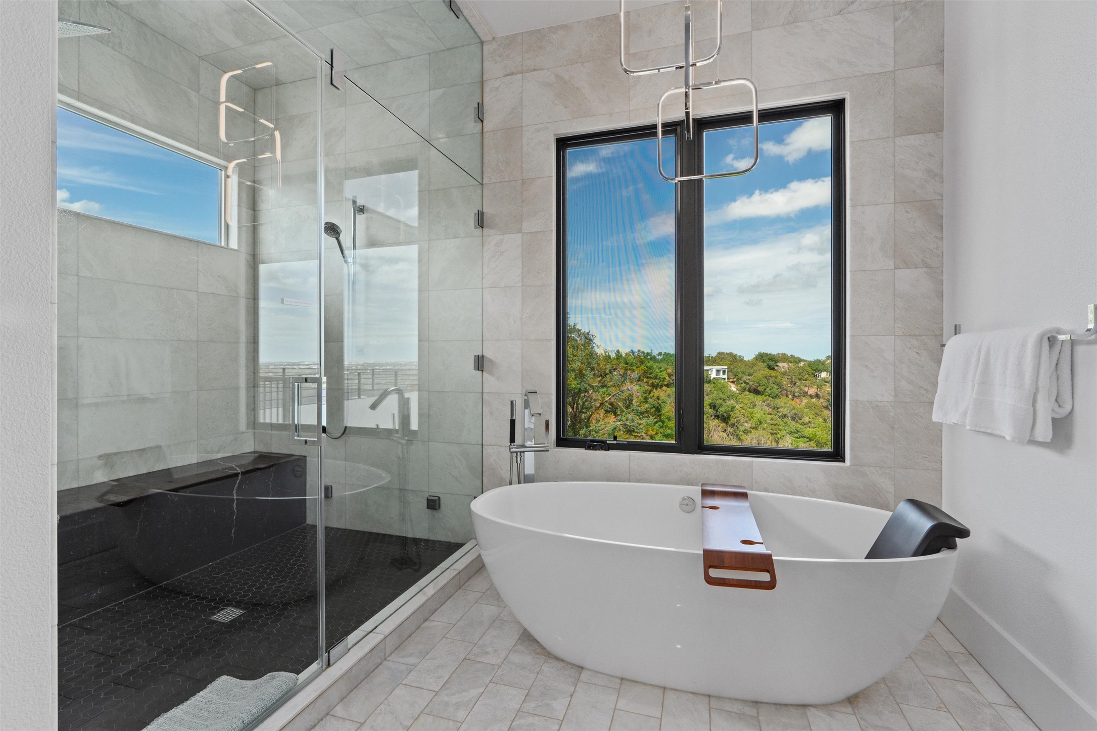 1500 The High Road Austin, TX 78746 - Photo 22 of 40 primary bathroom soaking tub and steam shower