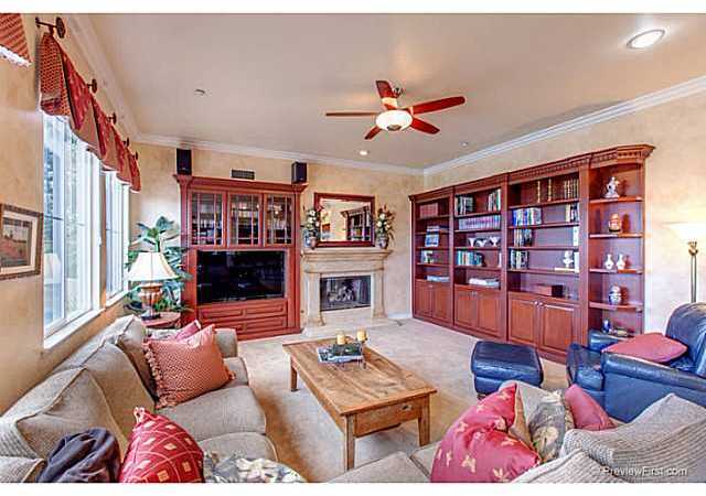 1740 Dylan Way Encinitas, CA 92024 - Photo 10 of 25 With built-in media cabinet, fireplace, and bookshelves