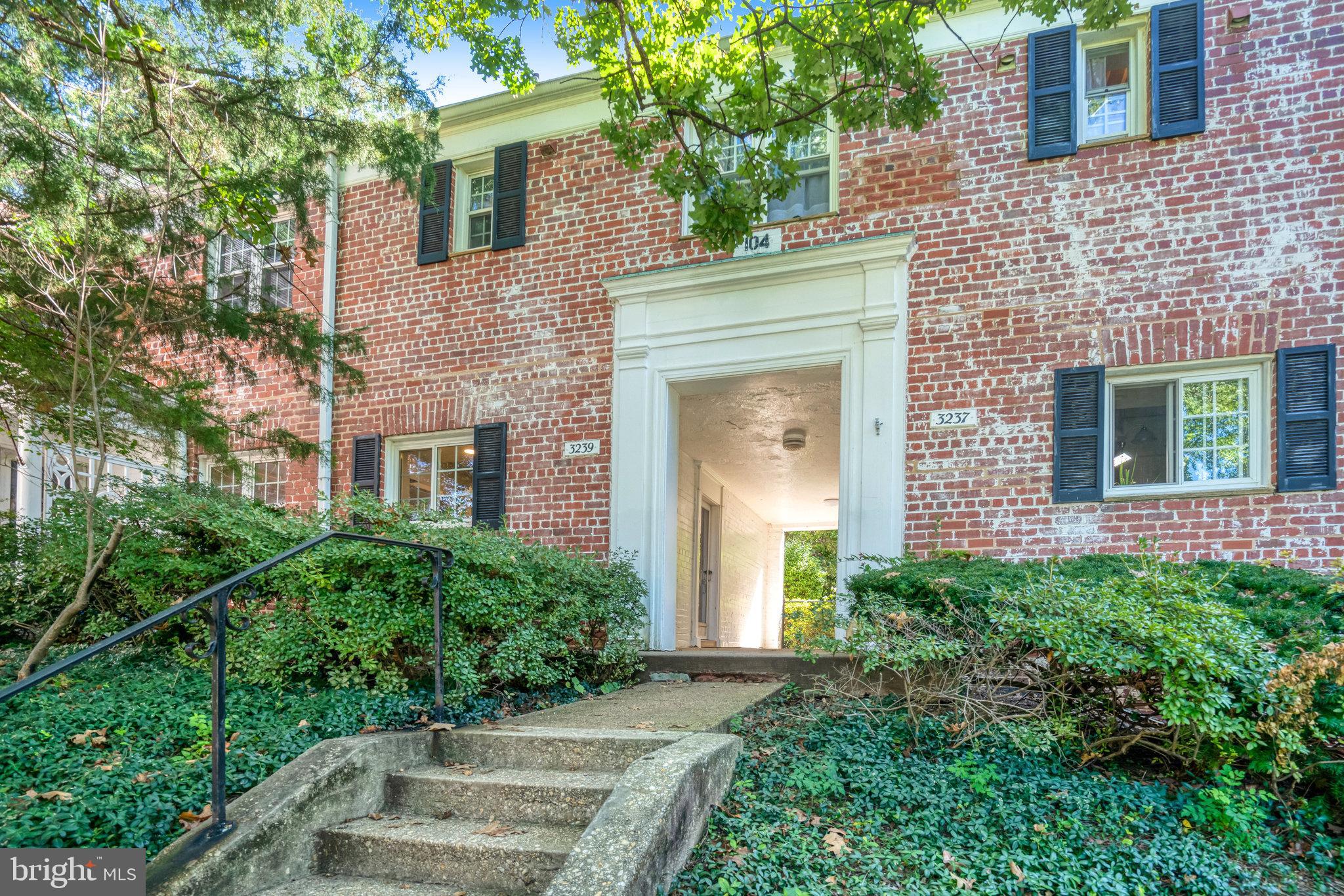 a front view of a house with plants and trees