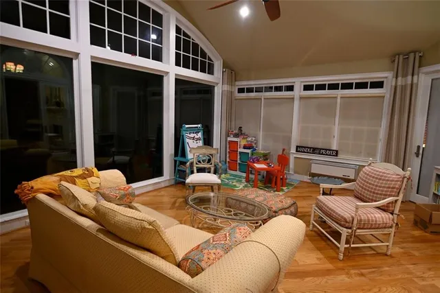 a outdoor living space with furniture and a potted plant