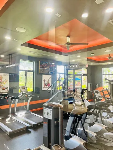 a room with gym equipment