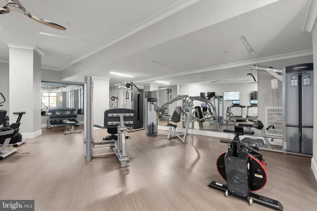 a view of a room with gym equipment