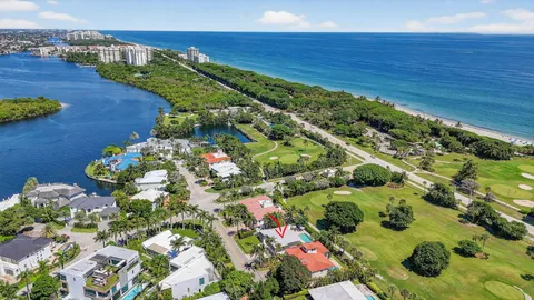 a view of a garden with an ocean