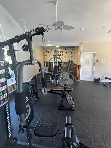 a view of a room with gym equipment