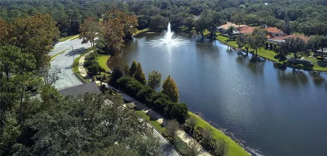 a view of a lake with outdoor space