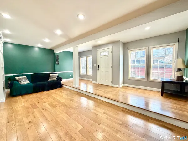 an empty room with windows