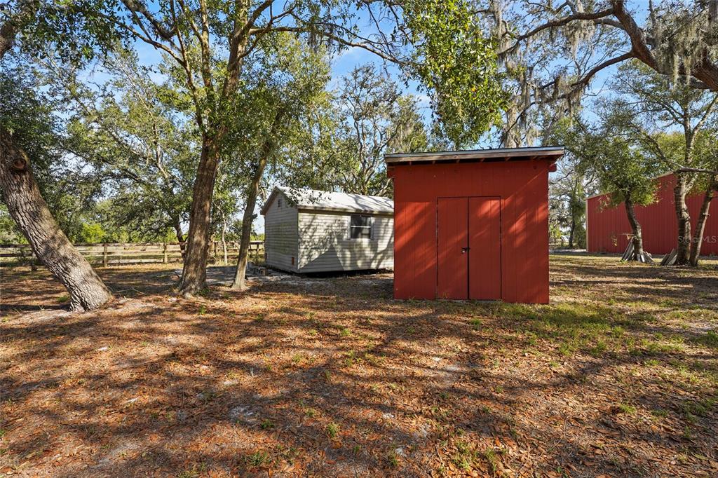 23655 Jennings Road Myakka City, FL 34251 - Photo 24 of 43 a view of backyard with large trees and wooden fence