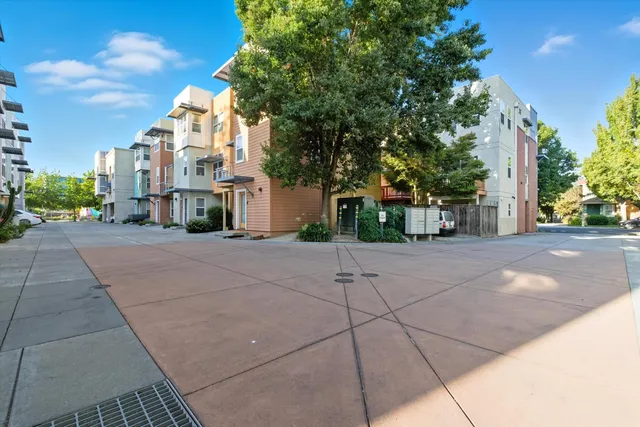 a front view of a multi story building