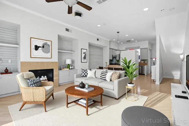 a view of a livingroom with a fireplace