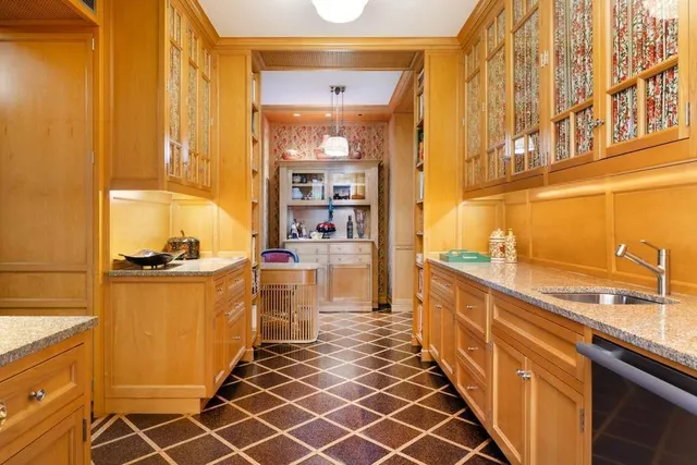 a kitchen with stainless steel appliances a sink and cabinets