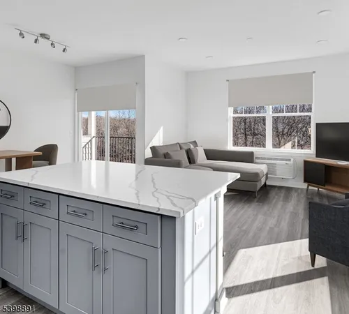 a living room with furniture and windows