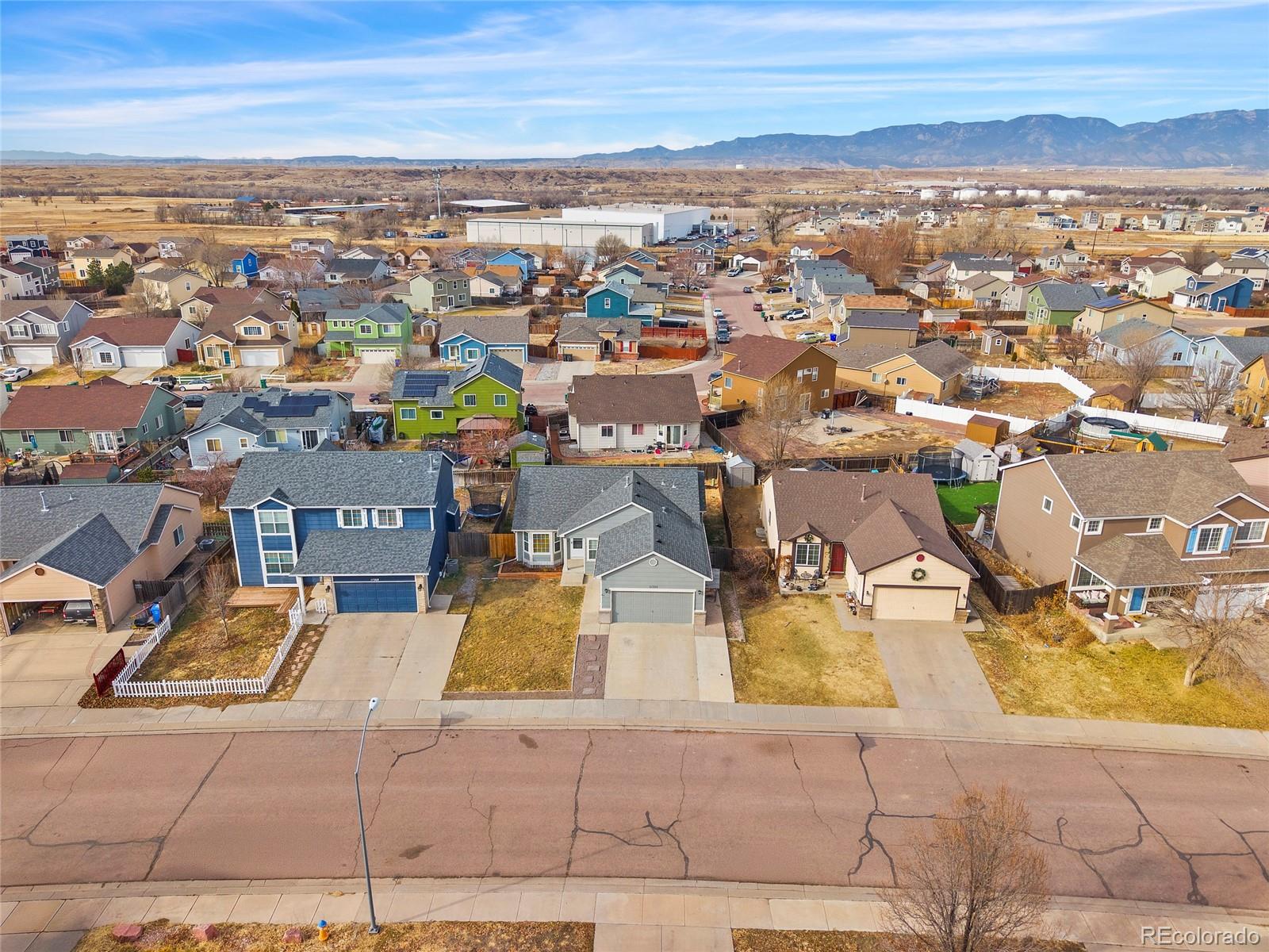 11360 Berry Farm Road Fountain, CO 80817 - Photo 38 of 44 an aerial view of residential houses with outdoor space