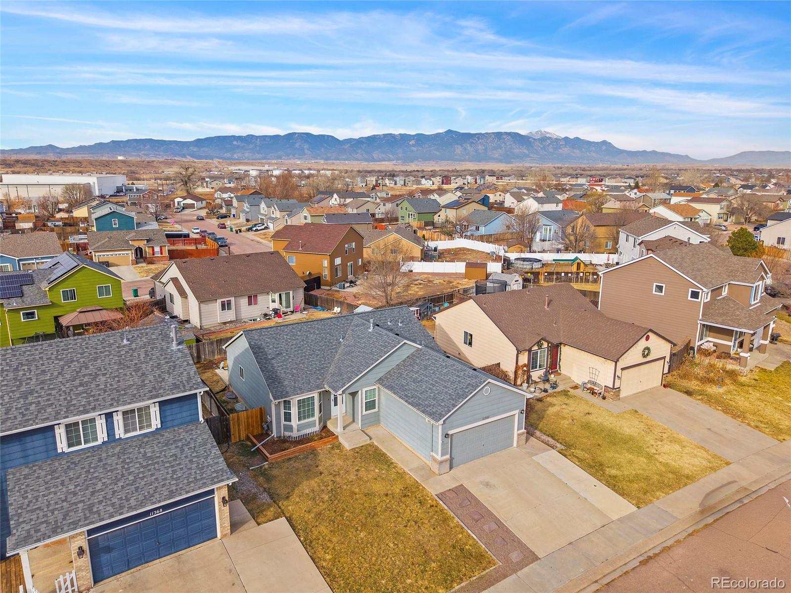 11360 Berry Farm Road Fountain, CO 80817 - Photo 39 of 44 an aerial view of residential houses with outdoor space