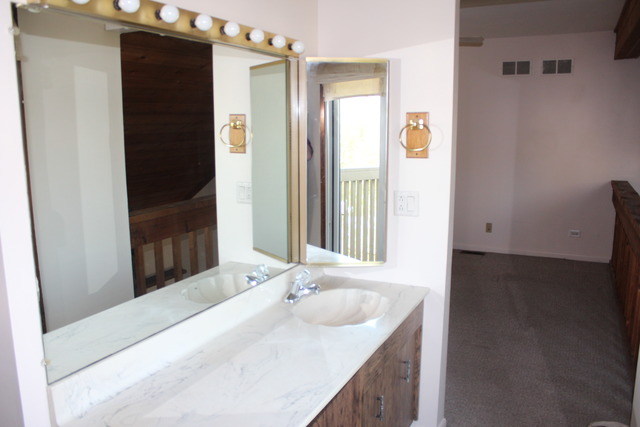 704 Wakefield Road Gurnee, IL 60031 - Photo 12 of 20 a bathroom with a granite countertop sink and a mirror