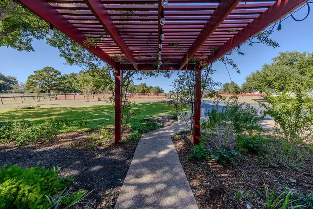 a view of a porch with a backyard