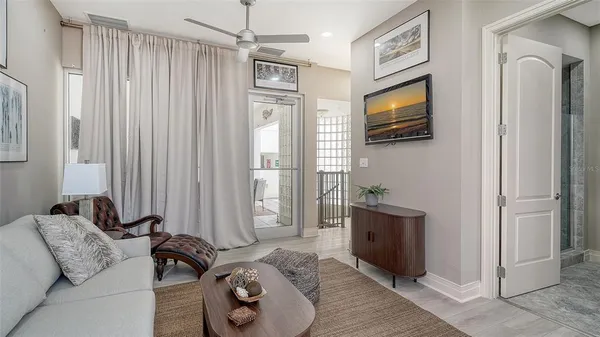 a living room with furniture