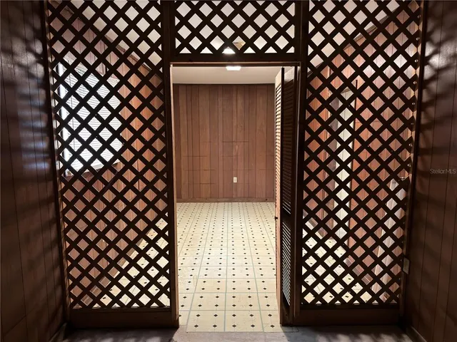 a view of wooden door