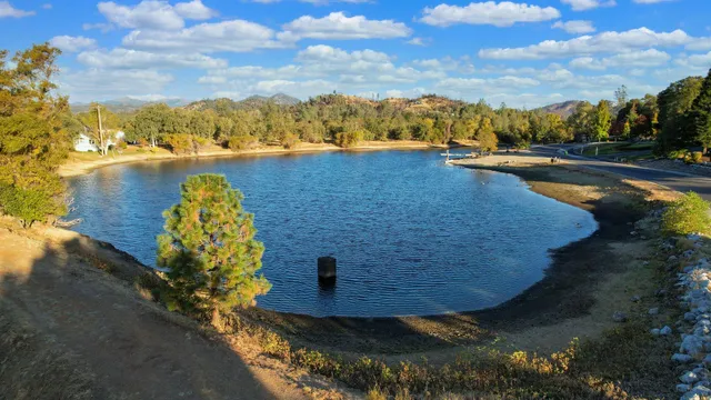 a view of a lake with a mountain