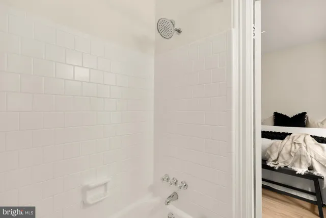 a bathroom with a bathtub