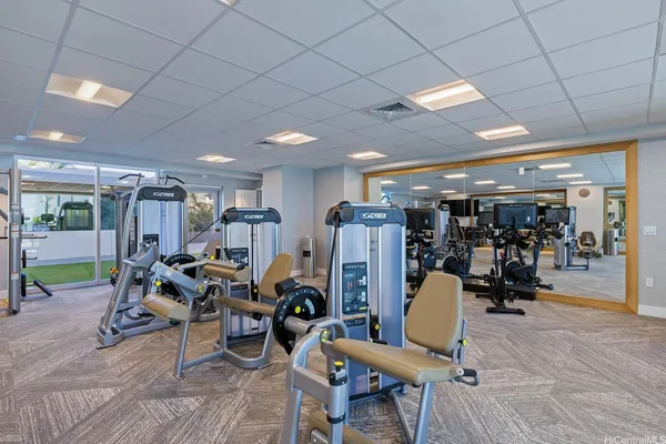 a view of a room with gym equipment