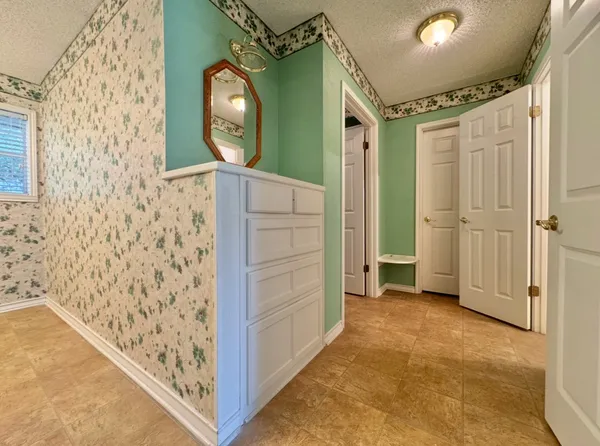 a bathroom with a bathtub