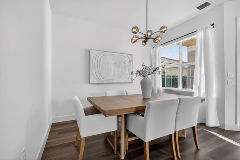 a living room with furniture potted plant and a lamp