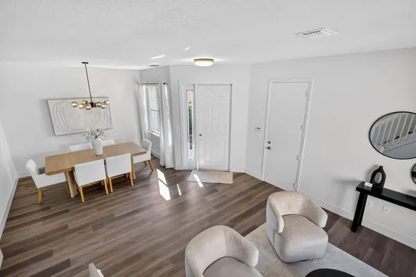 a view of small space with racks on the wall