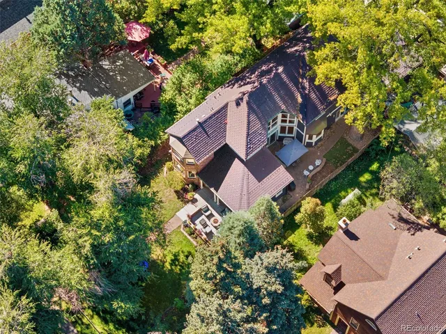 an aerial view of a house