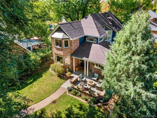 an aerial view of a house