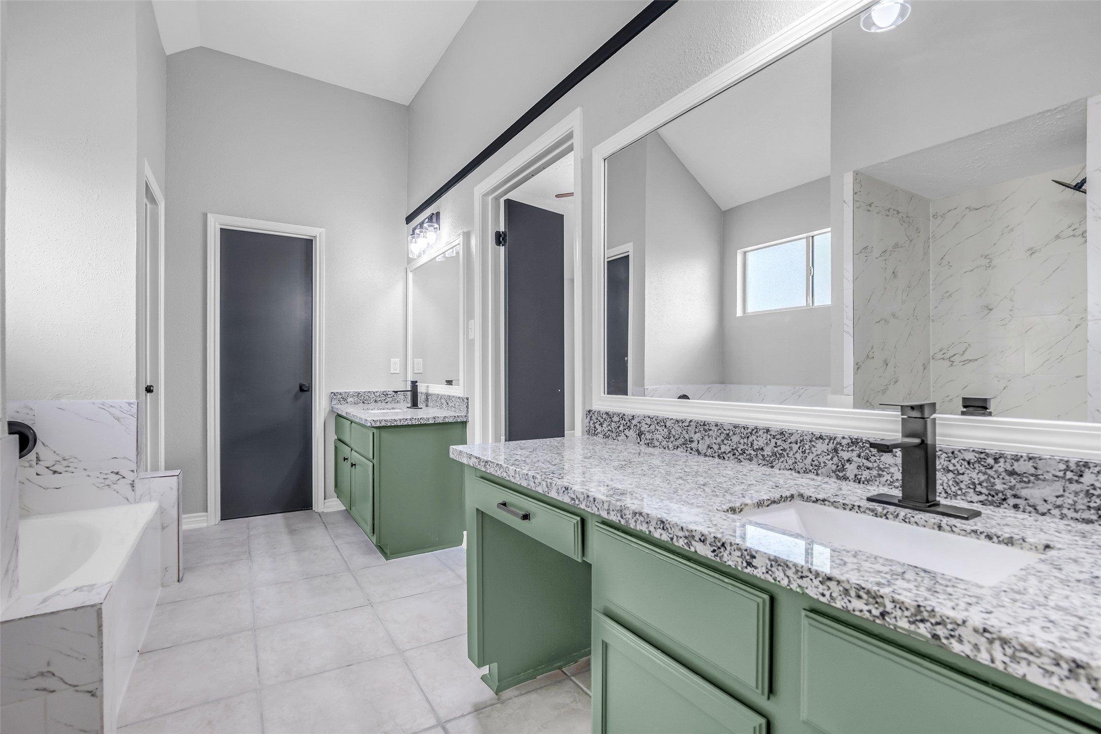4795 Slade Ben Lane Alvin, TX 77511 - Photo 17 of 25 a bathroom with a granite countertop sink and a mirror