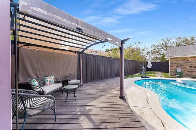 a view of a terrace with furniture