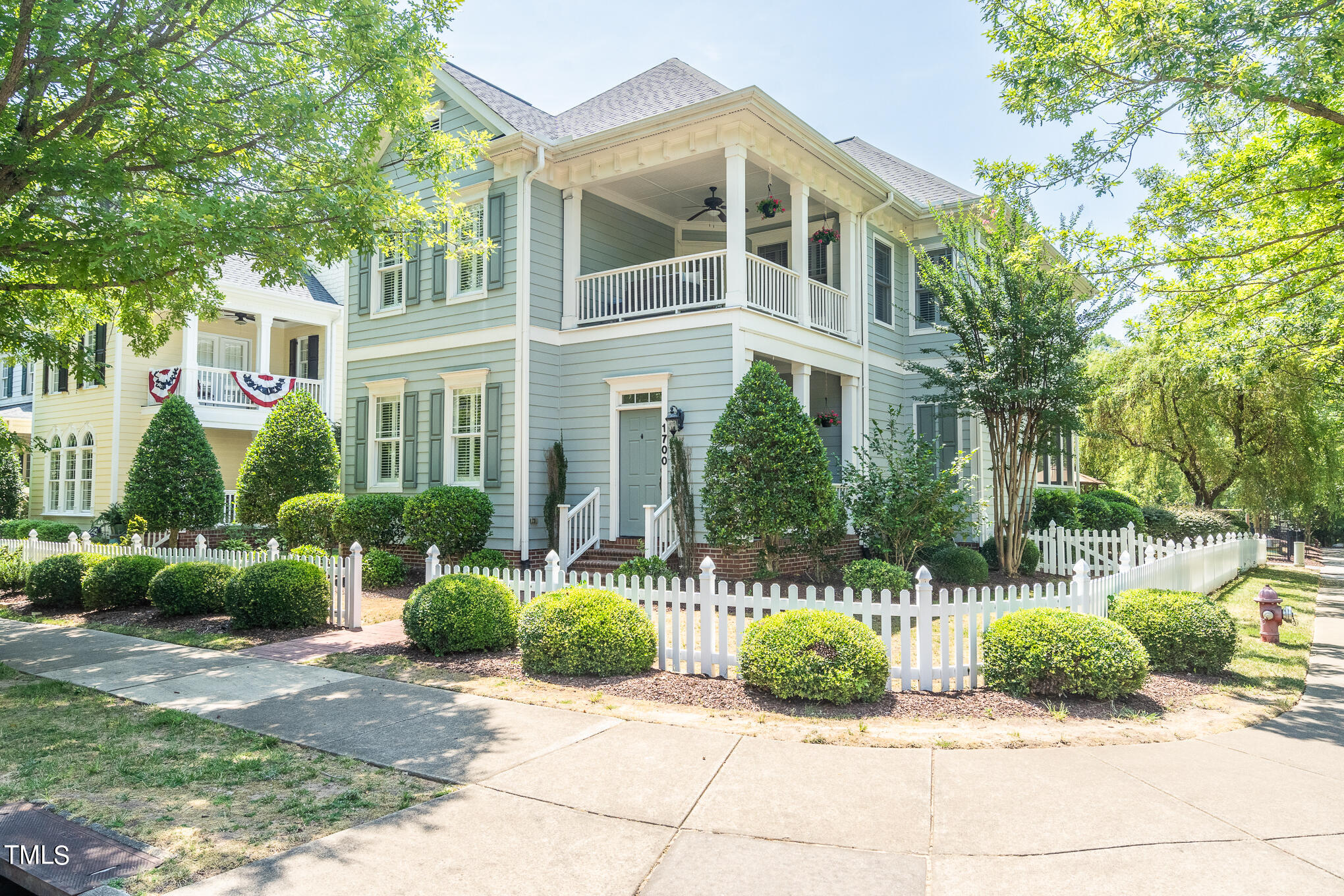 a view of a building with a garden