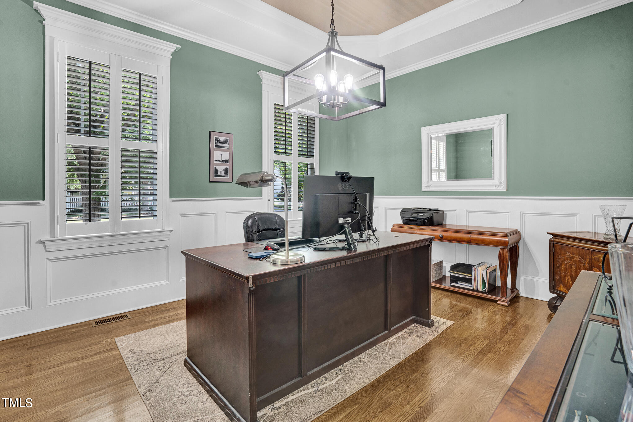 1700 Rainbow Hill Raleigh, NC 27614 - Photo 28 of 35 a view of a workspace with furniture and a fireplace
