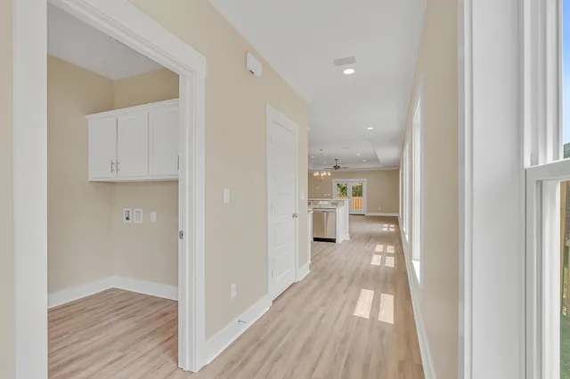a view of room with hardwood floor