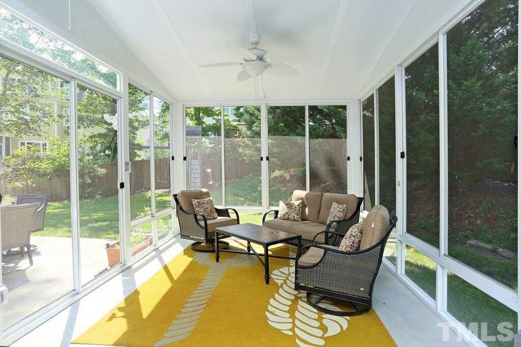 6301 Pleasant Creek Court Raleigh, NC 27613 - Photo 16 of 21 a living room with furniture and a floor to ceiling window