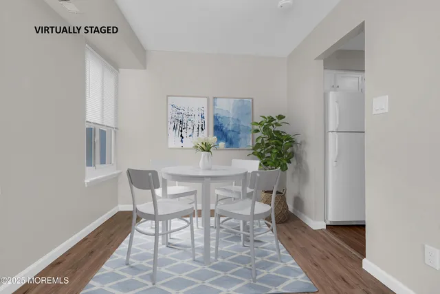 a view of wooden floor in an empty room