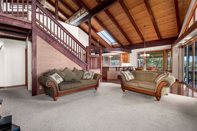 a view of lake with sunset