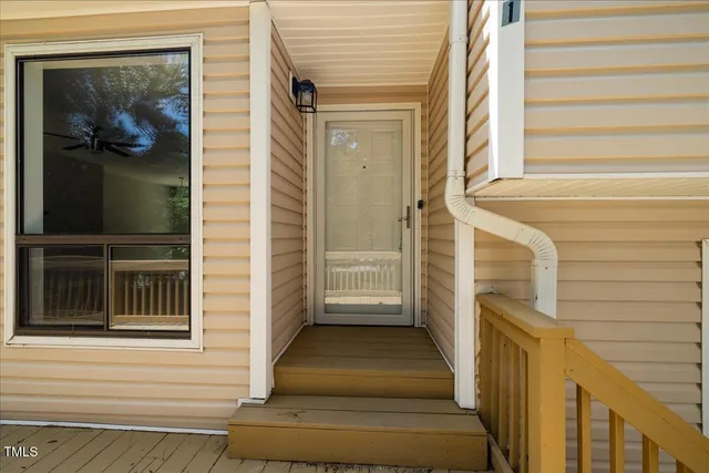 a view of wooden door