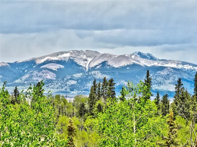 a view of a lake with a mountain in the background