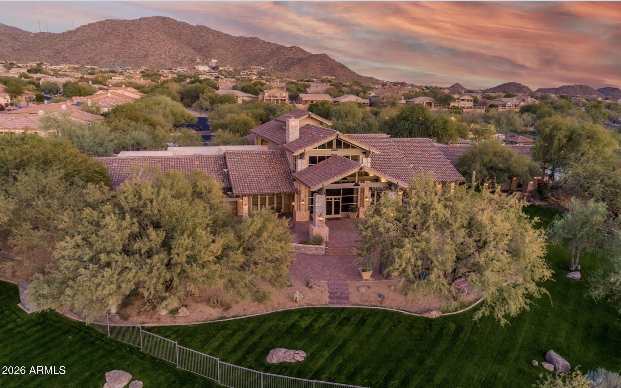 7253 East Nathan Street Mesa, AZ 85207 - Photo 33 of 34 an aerial view of residential houses with outdoor space and trees