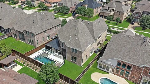an aerial view of a house