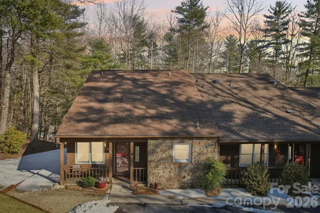 a front view of a house with a couch