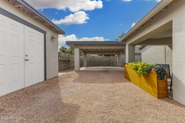 a view of a hallway with a garage