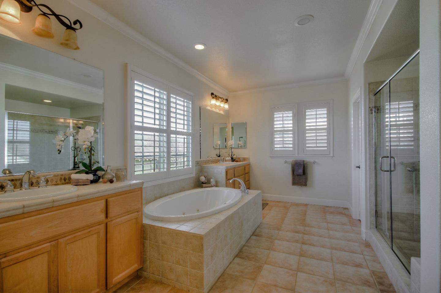 2893 Bethany Road San Ramon, CA 94582 - Photo 31 of 43 a spacious bathroom with a tub sink and mirror